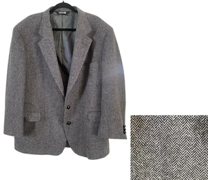 Vtg John Alexander Hartmarx Gray Herringbone Tweed Blazer Sport Coat Jacket 48 - Picture 1 of 8