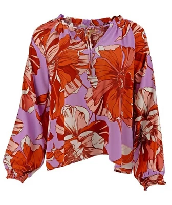 Blusa estampada manga larga Hope & Harlow para mujer talla L Foto 1 de 4