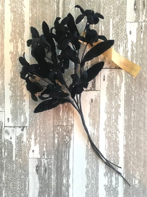 Antique Vintage Millinery Velvet Flowers Pom Pom Center Black Color - Image 1 of 4