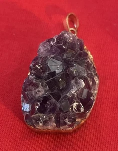 Amethyst Geode Pendant, Electroformed Gold Plated Setting, Handmade (21) - Picture 1 of 6
