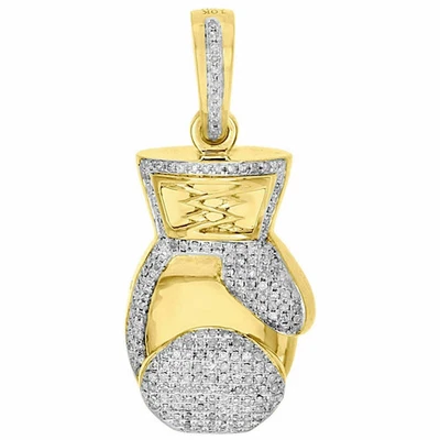 Guante de Boxeo Colgante Hombre 3D Diamante Redondo 1" Dije 0.80 CT Oro Amarillo 14K FN Foto 1 de 4