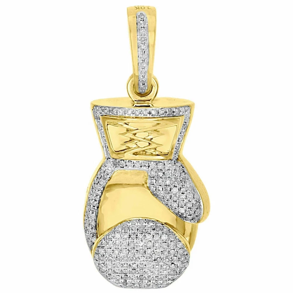 Guante de Boxeo Colgante Hombre 3D Diamante Redondo 1" Dije 0.80 CT Oro Amarillo 14K FN Foto 1 de 4