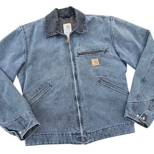 Vintage Y2K Workwear Carhartt J97 PTL Petrol Blue Grey Detroit Jacket Size Small - Picture 1 of 18