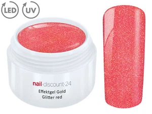 UV LED Effekt Gel GOLD GLITTER RED Glitzer Farbgel Color Nail Art Modellage Rot - Bild 1 von 3