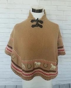 Baby Gap Toddler 3 yrs Equestrian Embroidered Knit Shawl/Poncho - Picture 1 of 13