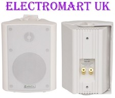 INDOOR OUTDOOR STEREO SPEAKERS LOUDSPEAKERS BOOKSHELF WALL MOUNT WHITE 80W