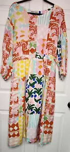 Maxi abito donna XXL Variety Hour multicolore manica lunga - con tasche - Foto 1 di 11