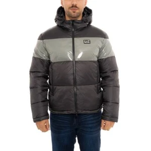 EA7 Mens Contrast Panel Quilted Bomber Jacket (Black)