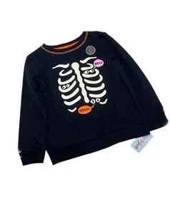 Cat & Jack Girls Skeleton Glow in the Dark Halloween Fleece Sweatshirt Sz L - Picture 1 of 3