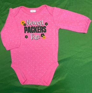 NFL Green Bay Packers Pink Polka Dot L/S Bodysuit/Vest Infant Baby 0-3 Months - Picture 1 of 3