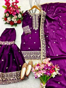 3 Stück Bollywood Pakistanisches Kleid Hochzeit Fertig Salwar Kameez Indische Anzüge - Bild 1 von 8