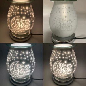 White Satin Moon Electric Wax Melt Oil Burner Aroma 3D Light Lamp Touch GIFT - Picture 1 of 5