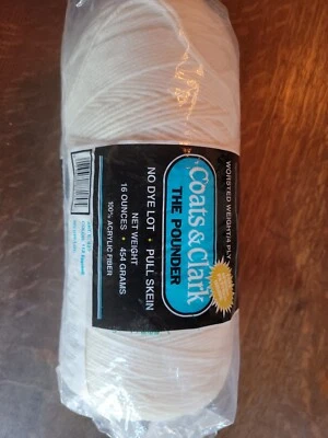Coats & Clark The Pounder 4 Ply Worsted Weight Yarn 113 Eggshell AT400 Skein NOS - Image 1 of 4