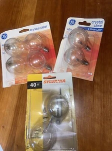 8 GE 40-Watt G16.5 Crystal Clear Globe Lights w/ Candelabra Base-320 Lumens - Picture 1 of 4