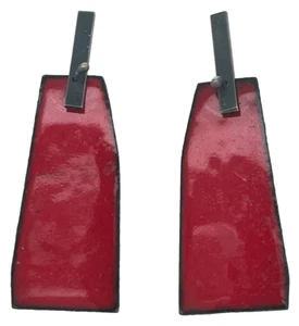 Pendientes colgantes de plata de ley c1970 esmalte rojo y negro de 2" 10,69 gramos - Imagen 1 de 5