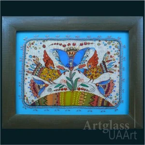 Ukrainian Folk traditional Painting on glass Handmade Wall decor Pysanky 19x24 - Picture 1 of 9