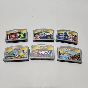 Lot Of 6 Leapster L-Max Learning Game Cartridges Dora SpongeBob NASCAR Madagasca - Picture 1 of 5