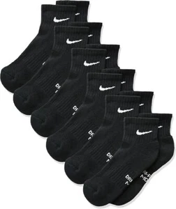 NIKE Kids' Unisex Everyday Cushioned Ankle Socks (6 Pairs), Black, Medium - Picture 1 of 5