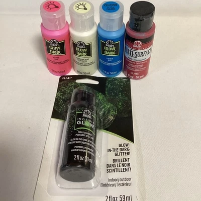 Lote de 5 pinturas acrílicas brillantes invisibles FolkArt Stardust rosa azul neutro 2 fl oz Foto 1 de 4