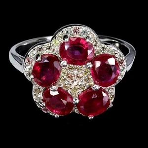 Summer 925 Silver Ring Oval Ruby Sapphire Natural Gemstone Jewelry Size 7.5 - Picture 1 of 13