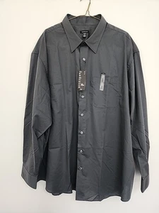 Van Heusen No Iron Mens Button Up Shirt Sz 4XL 21-21 1/2 Big & Tall Gray NWT - Picture 1 of 8