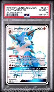 PSA 10 Lycanroc GX Shiny Full Art SV67/SV94 Hidden Fates Pokemon - Picture 1 of 2