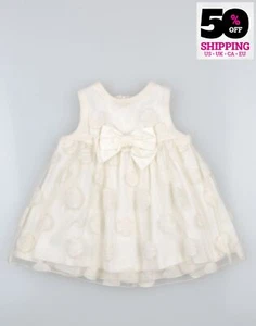 UVP175€ MONNALISA CHIC Baby Tüll ausgestelltes Kleid Größe 6M Schleife Made in Italy - Bild 1 von 2