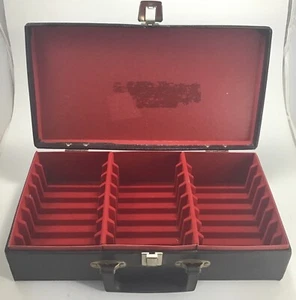 Vintage Faux Leather Black Carrying Case, Red Interior, Holds 24 Cassette Tapes - Picture 1 of 6