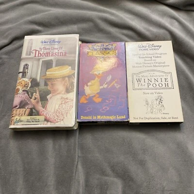 Walt Disney VHS Lot Winnie The Pooh Thomasina Math magic Land Donald Duck  - Image 1 of 4
