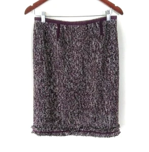 Talbots Tweed Pencil Skirt 4P Petites Lined Fringe Maroon Office Work Wear - Picture 1 of 7