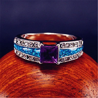 White Gold Plated Zircon Dripping Oil Rings Men Rings Party Gift J093 - Image 1 of 3