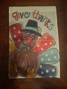 NEW Home & Garden 1pc Thanksgiving Give Thanks Garden Flag 12x18 Single Sided - Picture 1 of 1