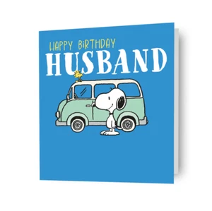 Husband Birthday Card Peanuts Snoopy Blue Birthday Card Includes Envelope - Picture 1 of 7