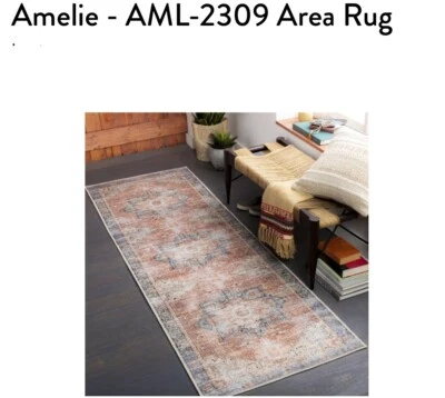 Nuevo sin etiquetas Surya Amelie AML-2309 Runner 2'7" x 14" lavable a máquina Foto 1 de 4