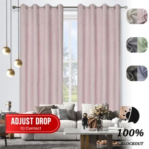 BLOCKOUT Branch Eyelet Curtain Light Reducing Panel Drape Decor 140x220cm - Picture 1 of 22