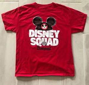 DISNEYLAND RESORT DISNEY SQUAD MENS LARGE MICKEY EARS RED SHIRT PRINT LOGO  - Picture 1 of 4