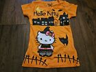 Hello Kitty Girls Shirt Size Medium M Halloween Orange Witch Cat Short Sleeve 