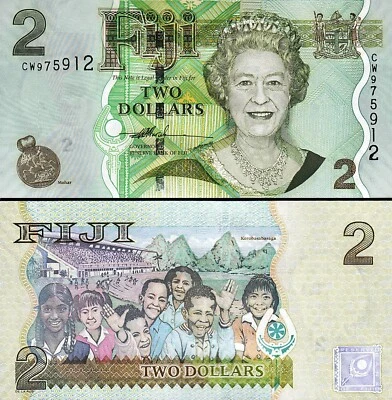 Fiji 2 Dollars 2007, UNC, P-109a, Queen Elizabeth II - Image 1 of 3