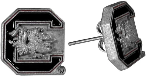 South Carolina Gamecocks Football Team Logo NCAA Silver Post Stud Earrings Set Cover