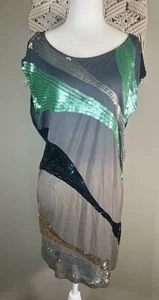 Mini abito Paul & Joe Sister paillettes tunica grigio blu taglia 3 large Y2K - Foto 1 di 15
