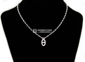 NEW HERMES 40% OFF WHITE GOLD DIAMOND FARANDOLE SH PENDANT NECKLACE KELLY CHOKER - Picture 1 of 2