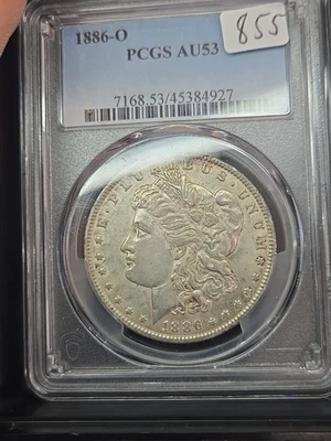 1886 O PCGS AU53 Morgan Dollar $1 US Mint Silver Rare Key Date 1886-O AU-53 - Image 1 of 2