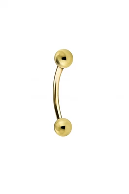 Barbell curvo ouro amarelo 14K sobrancelha lábio torre Daith 16G 5/16" - Imagem 1 de 3