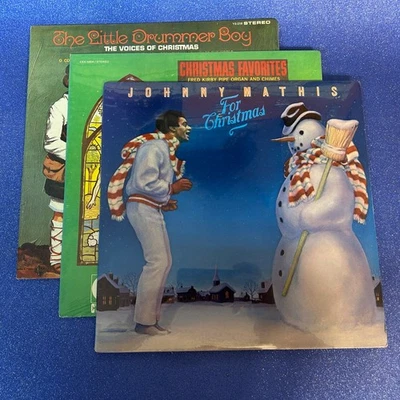 Lot 3 LPs, Johnny Mathis, Drummer Boy, Christmas Favorites Vinyl Record MINT - Image 1 of 4