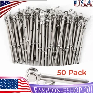 50* 3/16" T316 Stainless Steel Cable Railing Hardware Turnbuckle Tensioner Set - Picture 1 of 12