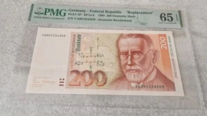 🌟200 DM Mark Schein 1989 YA, UNC, Mega Sammlerstück, Ersatznote 🌟 - Bild 1 von 2