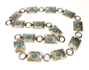 Vintage Navajo Style Silver Tone & Turquoise Concho Belt Beautiful Details 24” - Picture 1 of 12