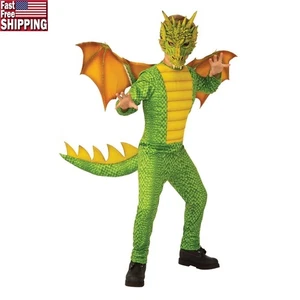 Kids Black Shadow Dragon Costume W/ Wings & Mask Halloween Fantasy Play New - Picture 1 of 7