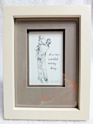 Boceto artístico de papá e hija blanco SELLO "Nuevo mundo todos los días" Foto 1 de 4