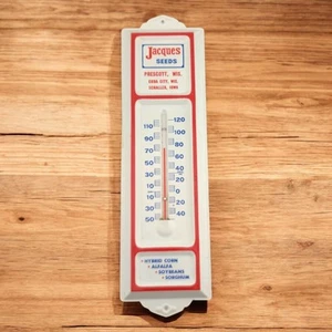 Vintage Sign Jacques Seeds Thermometer Prescott Cuba City WI Iowa IA Wisconsin  - Picture 1 of 9